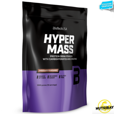 Biotech Hyper Mass 5000 1 kg. Mega Mass Gainer con Proteine Whey Creatina e Bcaa GAINERS AUMENTO MASSA