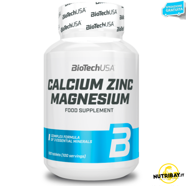 Biotech Usa Calcium Zinc Magnesium 100 cpr Calcio Magnesio Zinco Ferro e Boro TONICI