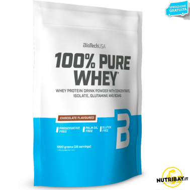 BIOTECH USA 100% Pure Whey 1000 gr Proteine del Siero del Latte Senza Glutine PROTEINE