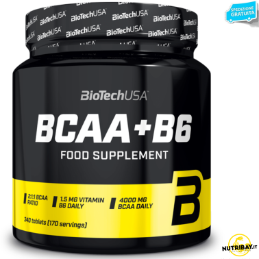 Biotech Bcaa + b6 340 cpr. Aminoacidi Ramificati 2:1:1 da 1 gr. + Vitamina B6 AMINOACIDI BCAA