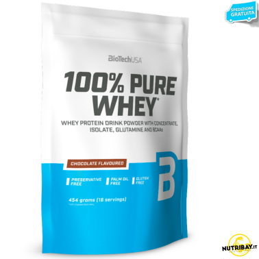 Biotech 100% Pure Whey 454 gr Proteine del Siero del Latte Senza Glutine PROTEINE