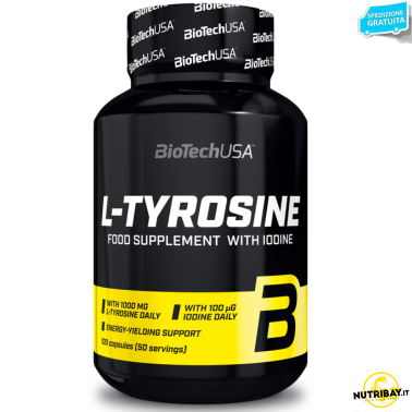 Biotech Usa L-Tyrosine 100 caps Integratore di Tirosina con Iodio aggiunto BENESSERE-SALUTE