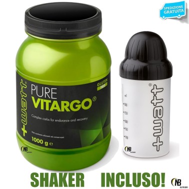 +Watt Pure Vitargo 1000 gr Amidi rapidi per recupero muscolare + SHAKER in vendita su Nutribay.it
