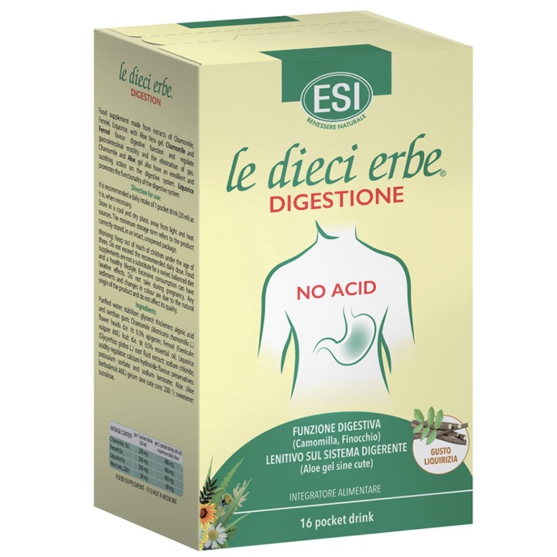 ESI LE DIECI ERBE DIGESTIONE NO ACID 16 poket drink BENESSERE-SALUTE