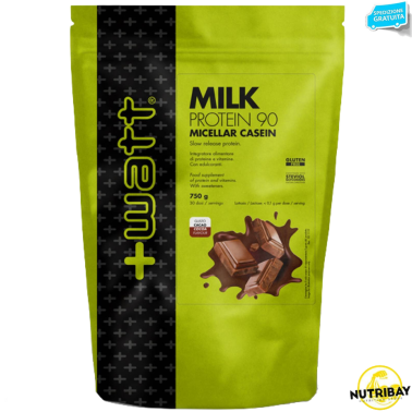 +Watt Milk Protein 90 DOYPACK 750 gr Proteine Lento Rilascio Caseine Micellari + Vitamine C E B PROTEINE