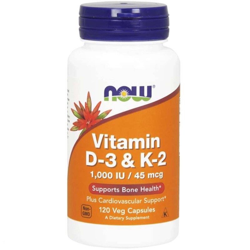 NOW FOODS VITAMIN D-3 & K-2 1000 UI - 120 caps VITAMINE