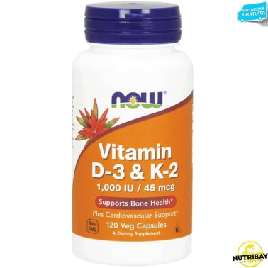 NOW FOODS VITAMIN D-3 & K-2 1000 UI - 120 caps VITAMINE