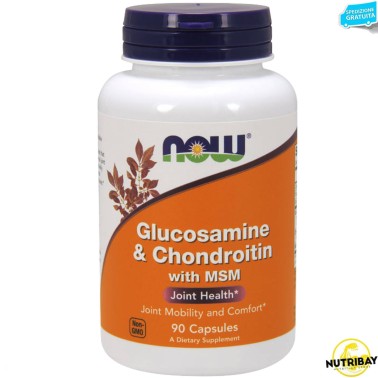 NOW FOODS GLUCOSAMINE & CHONDROITIN with MSM - 90 caps BENESSERE ARTICOLAZIONI