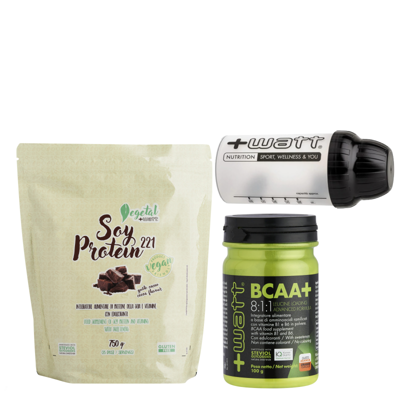 +WATT SOY PROTEINE 221 ISOLATE DELLA SOIA VEGETALI VEGANE + AMINOACIDI BCAA 811 PROMO PACK!