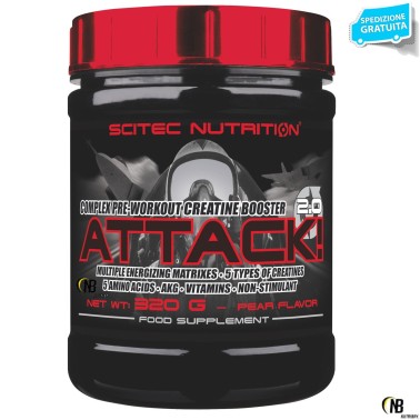 SCITEC ATTACK 2.0 320 gr AMINOACIDI + CREATINA ARGININA AKG GLUTAMMINA PRE ALLENAMENTO