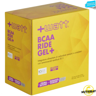 +WATT BCAA RIDE GEL+ CON AMINOACIDI RAMIFICATI KYOWA 8:1:1+ VITARGO - box da 30 gel CARBOIDRATI - ENERGETICI