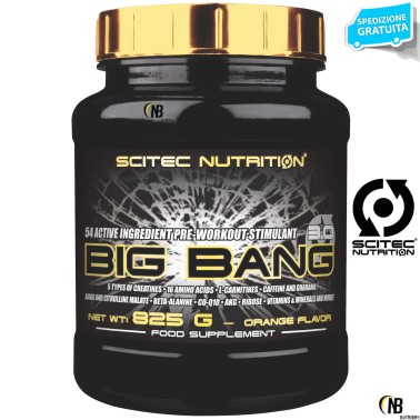 SCITEC BIG BANG 3.0 825g ARANCIO PRE WORKOUT CREATINA BCAA BETA ALANINA AAKG PRE ALLENAMENTO