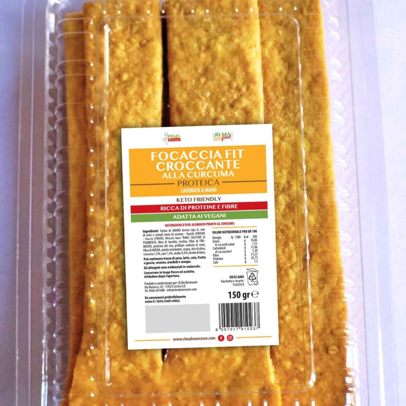 Ri.ma Benessere Focaccia FIT Croccante alla Curcuma - 150 gr AVENE - ALIMENTI PROTEICI