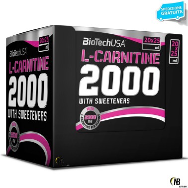 Biotech L-Carnitine 2000 20 Ampolle di Carnitina Liquida Alto Dosaggio CARNITINA