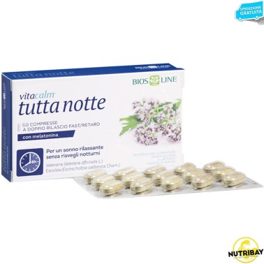 Bios Line Vitacalm Tutta Notte Melatonina - 60 cpr BENESSERE-SALUTE
