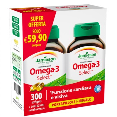 Jamieson Omega 3 Select Duo pack 2 x 150 perle Offerta con Portapillole omaggio OMEGA 3