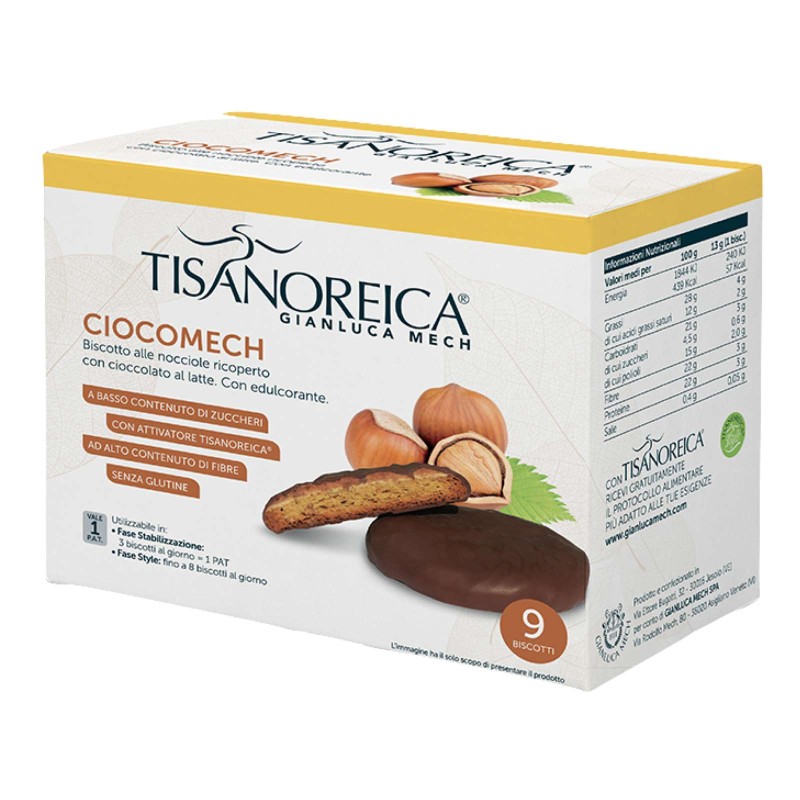 Tisanoreica Ciocomech Nocciole e Cioccolato al Latte Glycemic Friendly (9 biscotti da 13 gr) AVENE - ALIMENTI PROTEICI
