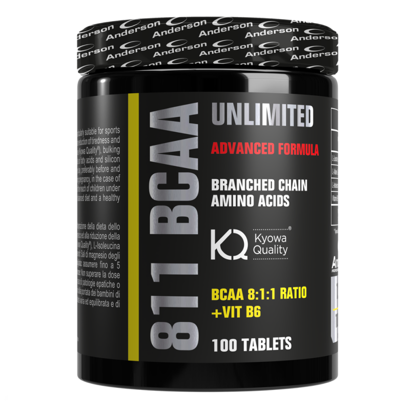 ANDERSON 811 Bcaa unlimited 100 compresse Aminoacidi Ramificati 8:1:1 + Leucina AMINOACIDI BCAA 8.1.1