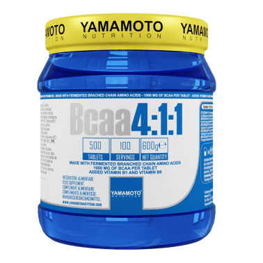 Bcaa 4:1:1 di YAMAMOTO NUTRITION con Vitamine B1 e B6 - 500 cpr - 100 dosi AMINOACIDI 3.1.2 - 4.1.1 - 10.1.1 - 12.1.1