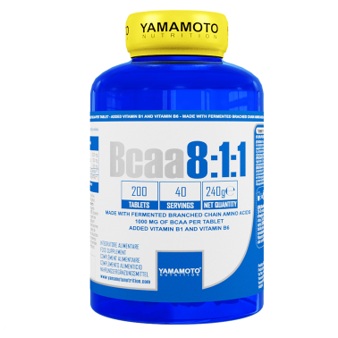 Bcaa 8:1:1 di YAMAMOTO NUTRITION con Vitamine B1 e B6 - 200 cpr - 40 dosi AMINOACIDI BCAA 8.1.1
