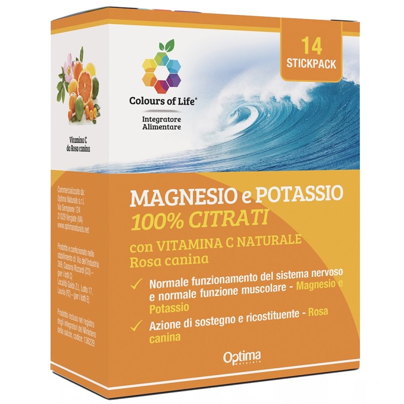 Optima Magnesio e Potassio 100% Citrati con Vitamina C - 14 stickpack SALI MINERALI