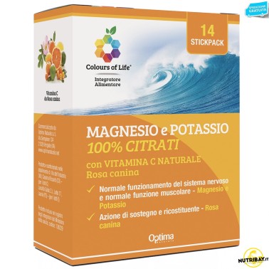 Optima Magnesio e Potassio 100% Citrati con Vitamina C - 14 stickpack SALI MINERALI