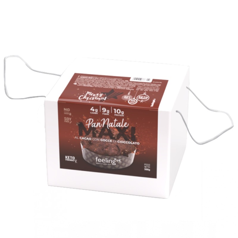 Feeling Ok Pan Natale Maxi al Cacao con Gocce di Cioccolato - 500 gr AVENE - ALIMENTI PROTEICI