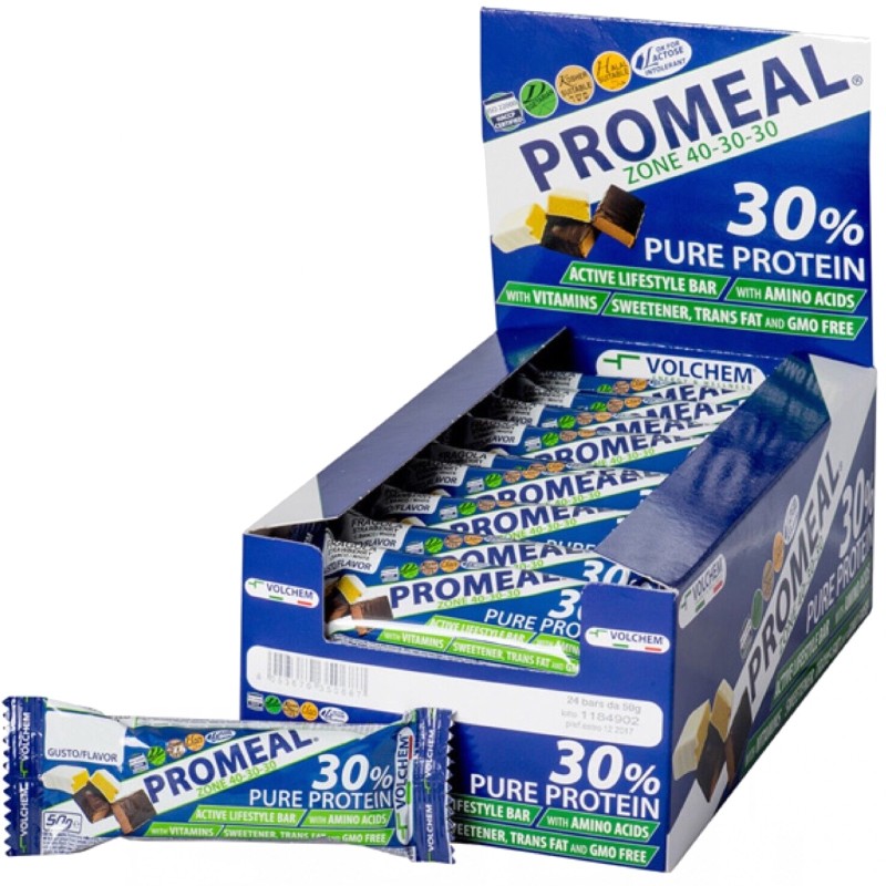 Volchem Promeal Zone 40-30-30 - box di 24 barrette da 50 gr BARRETTE ENERGETICHE