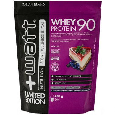 +Watt Whey Protein 90 Limited Edition Cheesecake Mirtillo Rosso - Doypack 750 gr PROTEINE