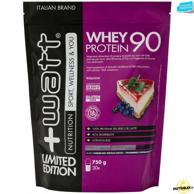 +Watt Whey Protein 90 Limited Edition Cheesecake Mirtillo Rosso - Doypack 750 gr PROTEINE