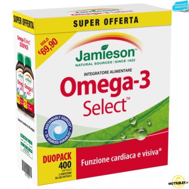 Jamieson Omega Select 3 Duo Pack - 400 softgels - 2 confezioni da 200 softgels OMEGA 3