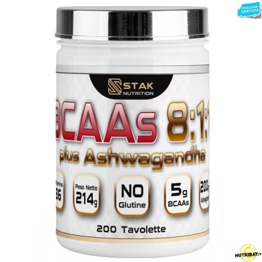 Stak Nutrition Bcaas 8:1:1 Plus Ashwagandha - 200 cpr AMINOACIDI BCAA 8.1.1