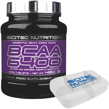 Scitec Nutrition BCAA 6400 Aminoacidi Ramificati 375 cpr da 1 gr + Portapillole AMINOACIDI BCAA