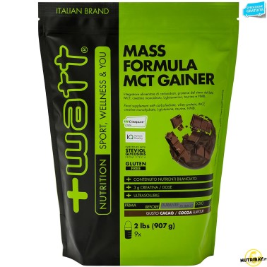 +WATT MASS FORMULA gainer di Proteine Latte Creatina Vitamine Glutammina e BCAA GAINERS AUMENTO MASSA