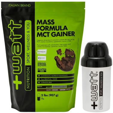 +WATT MASS FORMULA Mega Gainer Proteine Creatina Vitamine Glutammina + Shaker GAINERS AUMENTO MASSA