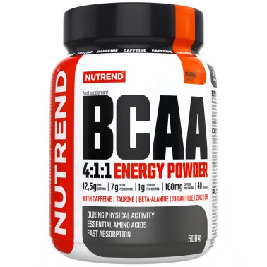NUTREND Bcaa 4:1:1 Energy Powder - 500 gr AMINOACIDI 3.1.2 - 4.1.1 - 10.1.1 - 12.1.1