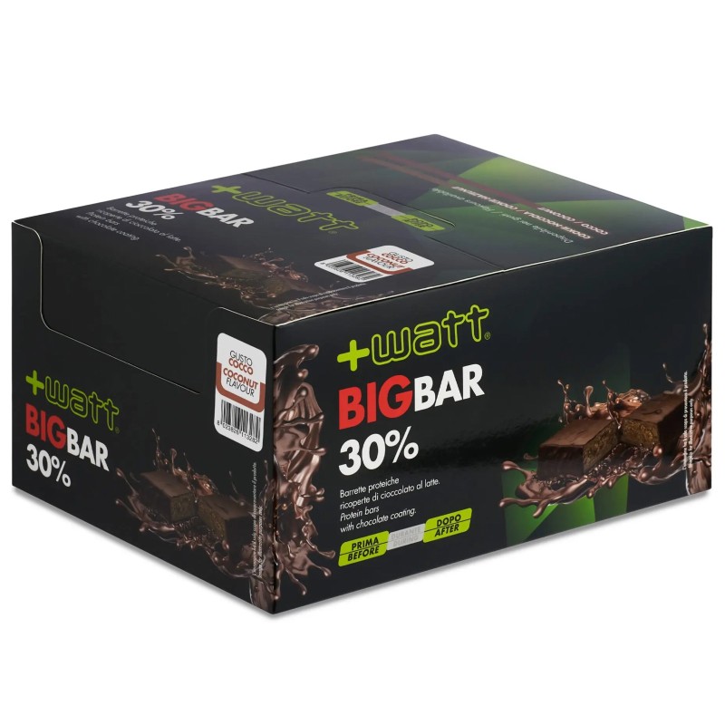 +WATT The Big Bar 20 Barrette Proteiche Ricoperte da 80 gr. gusto COCCO BARRETTE ENERGETICHE