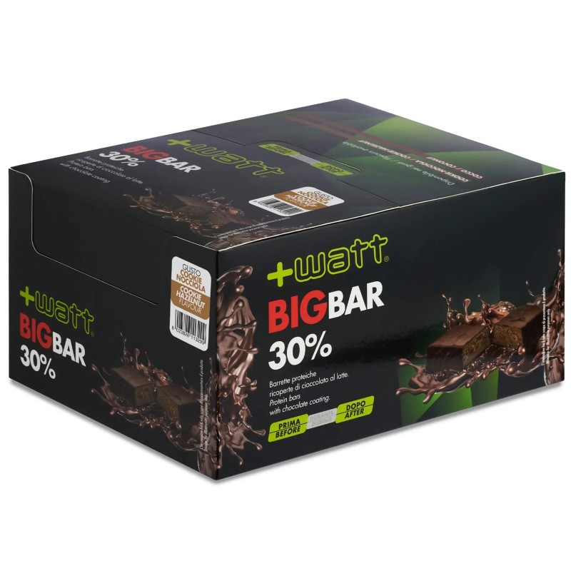 +WATT The Big Bar 20 Barrette Proteiche Ricoperte da 80 gr. gusto NOCCIOLA BARRETTE ENERGETICHE