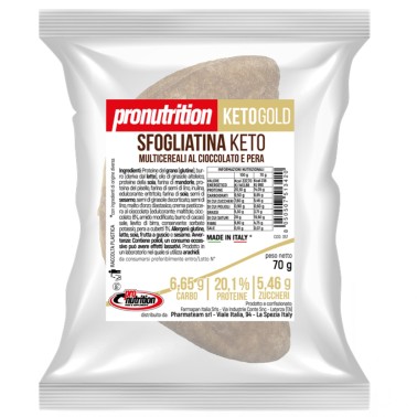 Pronutrition Sfogliatina Keto Multicereali Cioccolato e Pera - 1 sfogliata da 70 gr AVENE - ALIMENTI PROTEICI