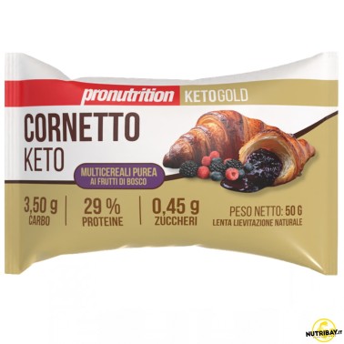 Pronutrition Cornetto Keto Multicereali Purea ai Frutti di Bosco - 1 cornetto da 50 gr AVENE - ALIMENTI PROTEICI