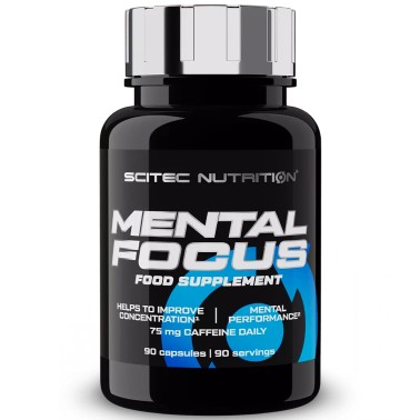 SCITEC Mental Focus 90 cps. Anti Stress con Acetyl Carnitina Tirosina e Caffeina BENESSERE-SALUTE