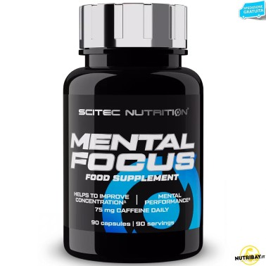 SCITEC Mental Focus 90 cps. Anti Stress con Acetyl Carnitina Tirosina e Caffeina BENESSERE-SALUTE