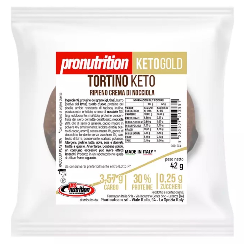 Pronutrition Tortino Keto Cioccolato Nocciola - 1 tortino da 42 gr AVENE - ALIMENTI PROTEICI