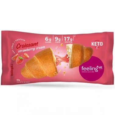 Feeling Ok Croissant Ripieno Crema Alla Fragola +Protein - 65 gr AVENE - ALIMENTI PROTEICI