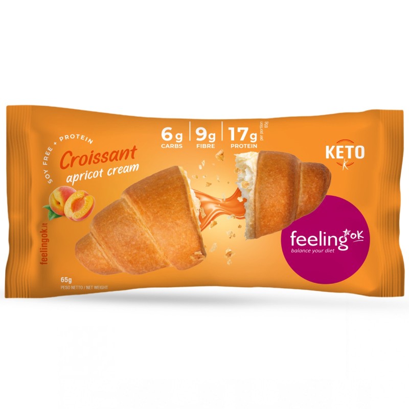 Feeling Ok Croissant Ripieno Crema Albicocca +Protein - 65 gr AVENE - ALIMENTI PROTEICI