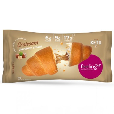 Feeling Ok Croissant Ripieno Crema Nocciola +Protein - 65 gr AVENE - ALIMENTI PROTEICI