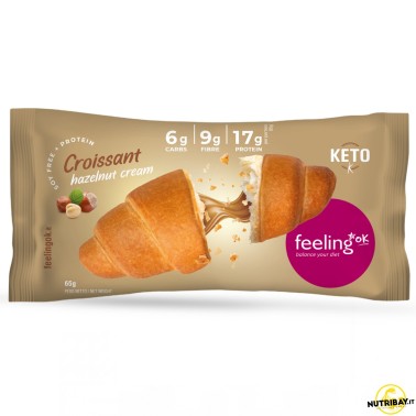 Feeling Ok Croissant Ripieno Crema Nocciola +Protein - 65 gr AVENE - ALIMENTI PROTEICI
