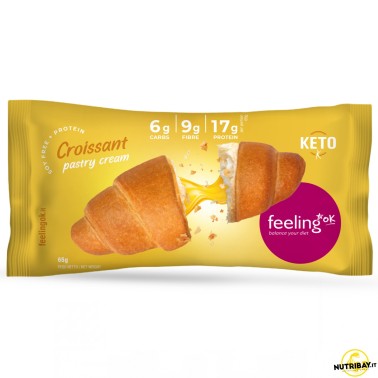 Feeling Ok Croissant Ripieno Crema Pasticcera +Protein - 65 gr AVENE - ALIMENTI PROTEICI