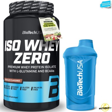 Biotech Iso Whey Zero 908 gr Proteine Isolate Siero del Latte senza Glutine + SHAKER PROTEINE
