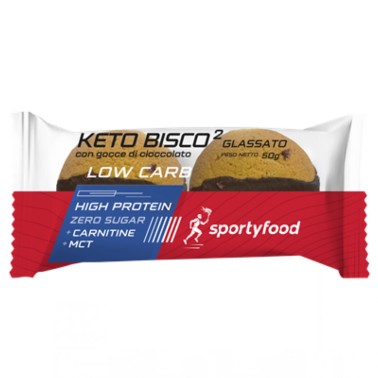 Sportyfood Keto Bisco 2 Glassato con Gocce di Cioccolato - 2 biscotti da 25 gr AVENE - ALIMENTI PROTEICI